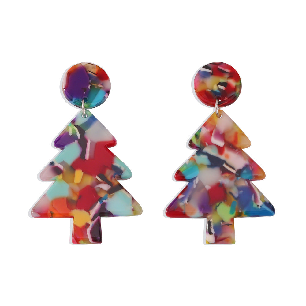 Wholesale Simple Colorful Christmas Tree Earrings